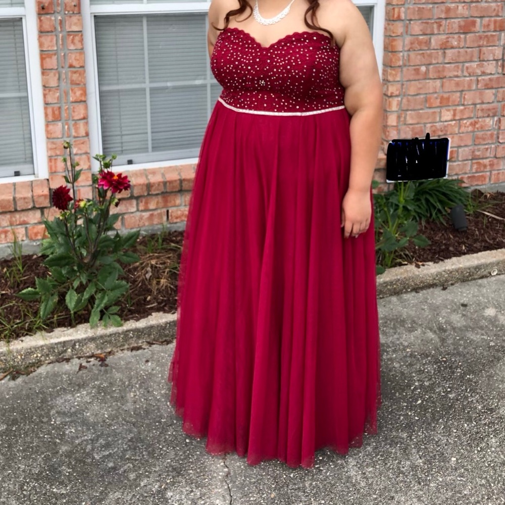 Jodi Kristopher Strapless Floor Length Prom Dress